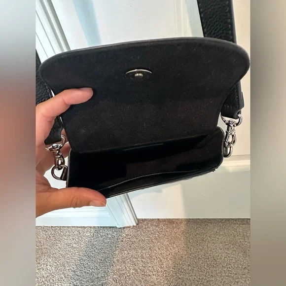 Shay Bandolier Black Crossbody Bag with Chain Strap (silver!) - Picture 3 of 16